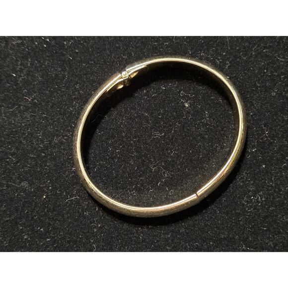 Vintage Whiting & Davis Co Mesh Bags Gold Hinged Bangle Bracelet - Picture 1 of 6